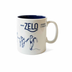 CANECA DE PORCELANA TUNISIA RETA AEROGRAFADA 300ML AZUL