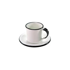 XICARA CAFE ÁGATA ESMALTADA C/PIRES  70 ML MT BRANCA