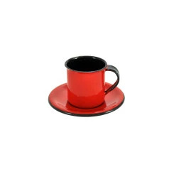 XICARA CAFE ÁGATA ESMALTADA C/PIRES 70 ML MT VERMELHA